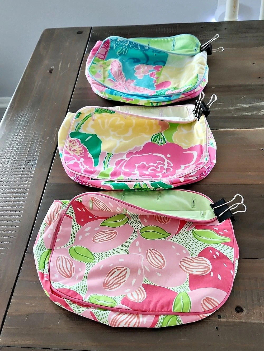 Lilly Pultizer 3 Floral Bermuda  Bags Covers in Pink, Green Yellow Reversible